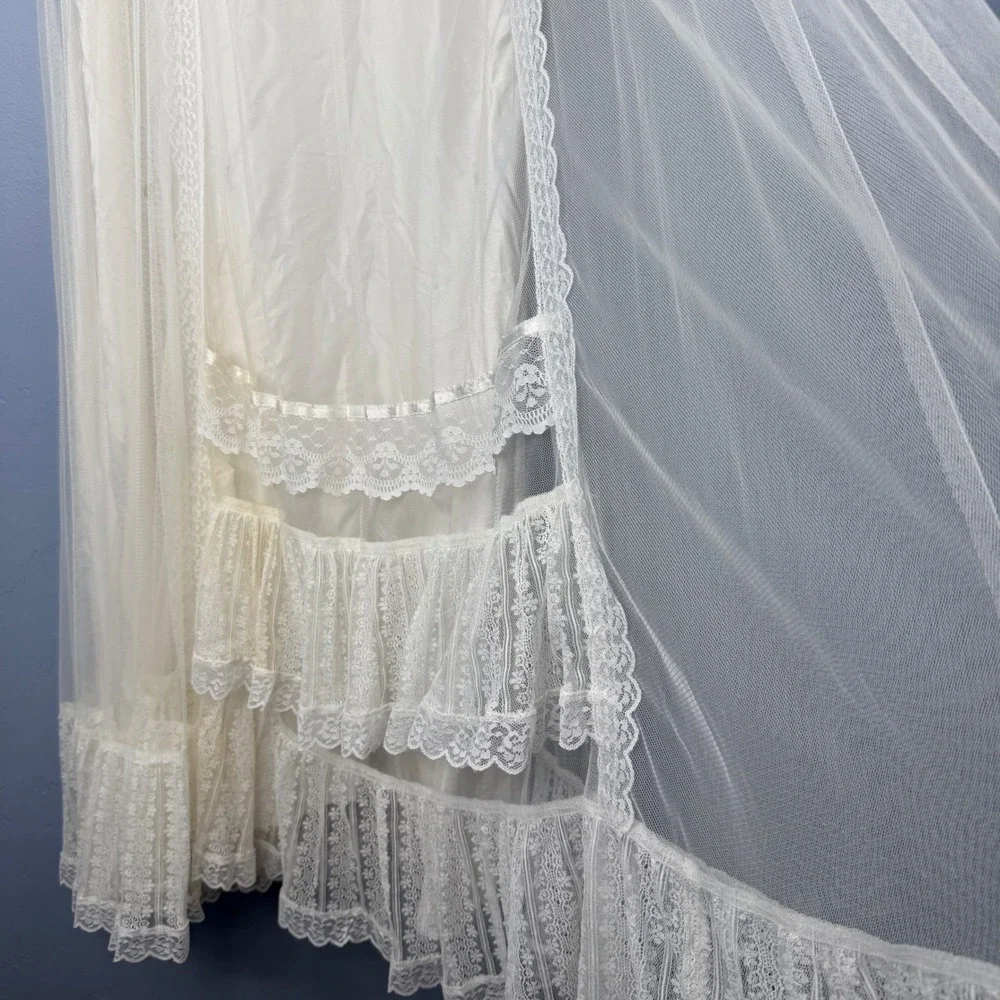 Gunne Sax by Jessica McClintock Vintage Lace Wedding Dress Ivory Maxi Boho 70s - Picture 13 of 16